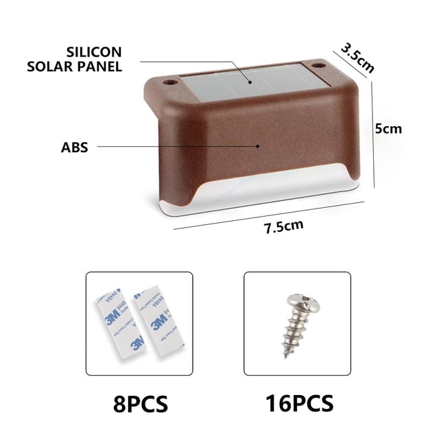 Luces solares para terraza al aire libre, paquete de 4 luces solares para escalones, LED, impermeables, luces solares para cercas, luces de escalera para barandilla, terraza, patio, poste y entrada, b Muyoka Hogar