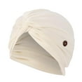 thumbnail image 2 of Fashion Solid Color Women Casual Cross Knot Soft Button Beanie Skull Cap Muslim Turban, 2 of 3