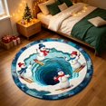 thumbnail image 6 of 3D Optical Illusion Christmas Round Rug, Non-Slip Washable Carpet with Snowman Ice Pond Print for Living Room, Bedroom and Entryway Holiday Decor, 19.69 Inch, 6 of 8