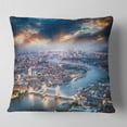 thumbnail image 2 of Designart Aerial View of London at Dusk - Cityscape Photo Throw Pillow - 16x16, 2 of 5