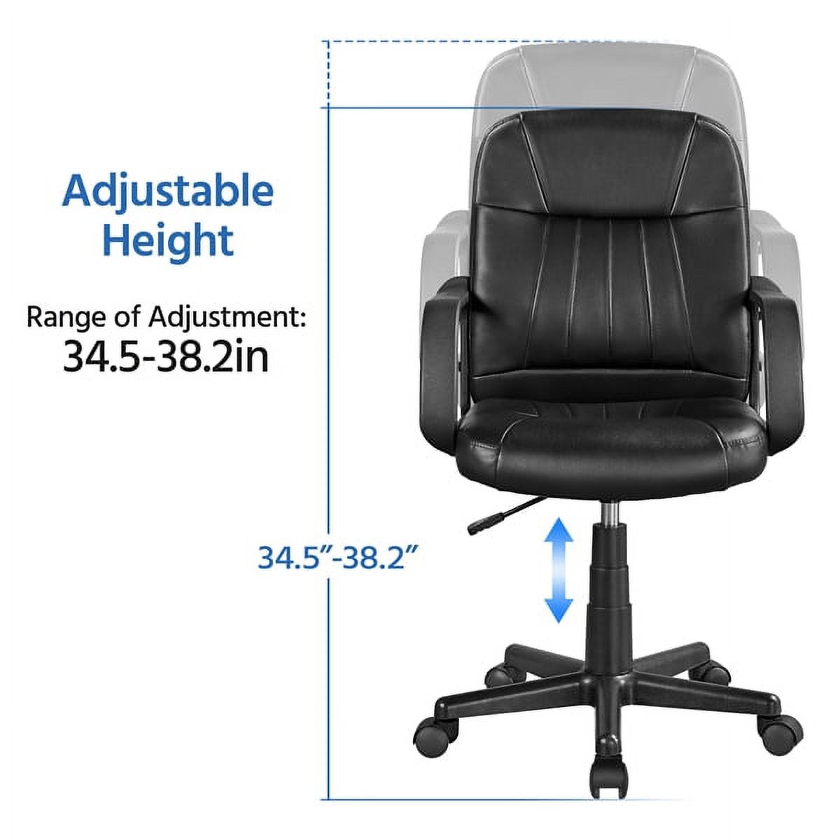 SMILE MART Adjustable Faux Leather Swivel Office Chair, Black - image 3 of 12