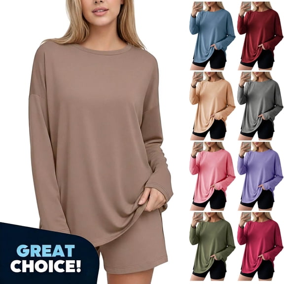 YODETEY Women Oversized Long Sleeve Basic Crewneck Tee, Womens Casual Fit Tops Shirts, Women's Plus Wine,Size XXL