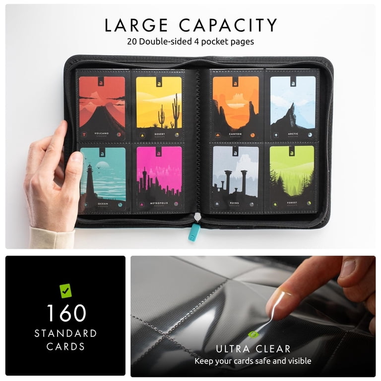 Vault X 4 Pocket Trading Card Zip Binder, 160 cards, Premium Exo-Tec Album  Material, 20 Side-Loading Pages, Folder for Collectible Card Games, Sports,  TCG (Teal) - Walmart.com