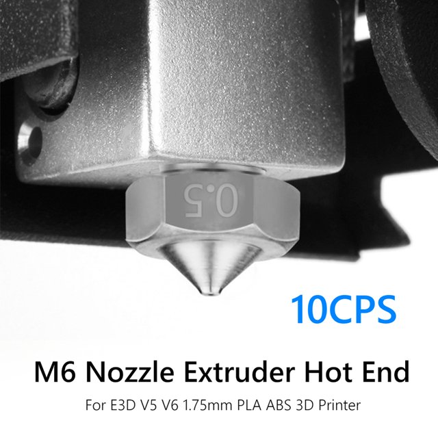 10 boquillas extrusoras de extremo caliente para impresora 3D PLA ABS E3D V5 V6 de 1,75 mm (0,5 mm)