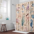 thumbnail image 5 of Seahorse Starfish Squid Seaweed Fabric Shower Curtain Marine Life Washable Shower Curtains for Bathroom, Waterproof Bath Curtain with Hooks Home Decor 36x72in, 5 of 8