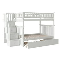 Columbia Staircase Bunk Bed Full over Full with Full Size Urban Trundle Bed in White