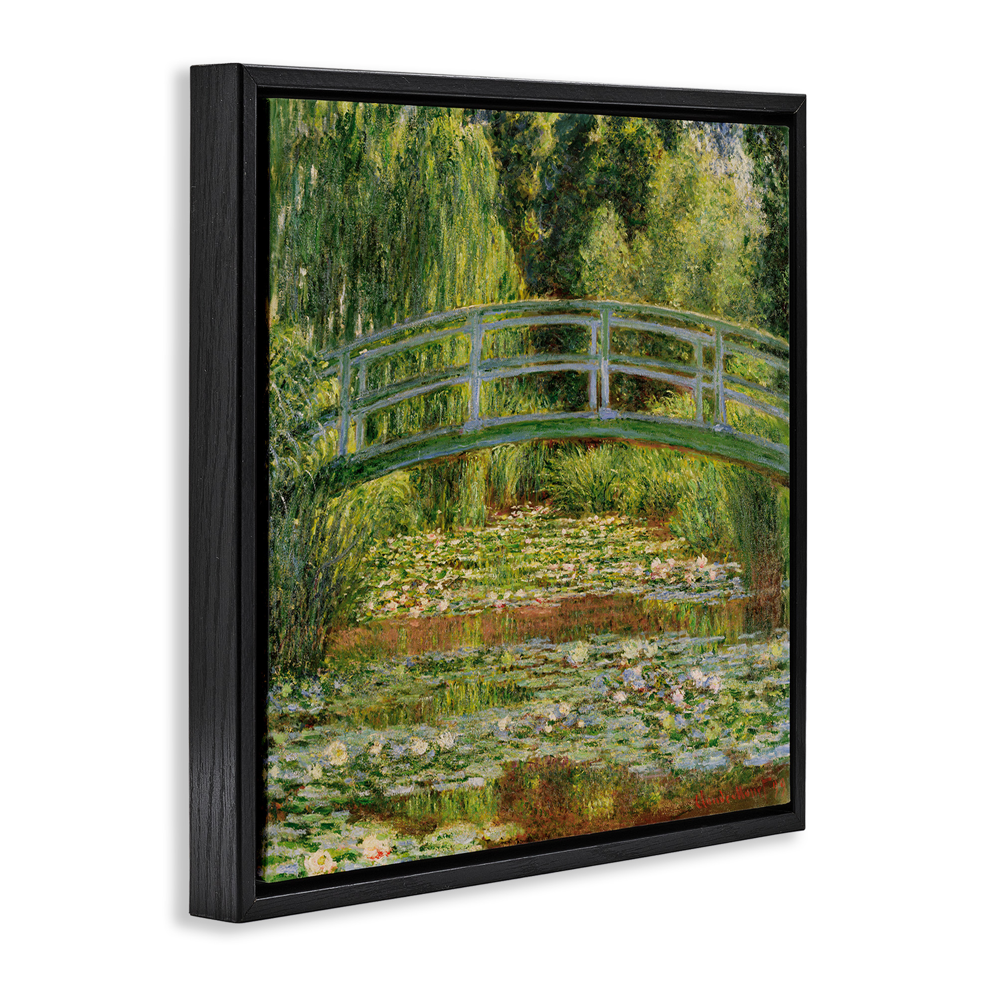Stupell Industries Water Lily Pond Monet Classic Painting Landscape Painting Black Floater Framed Canvas Art Print Wall Art, 18 x 18