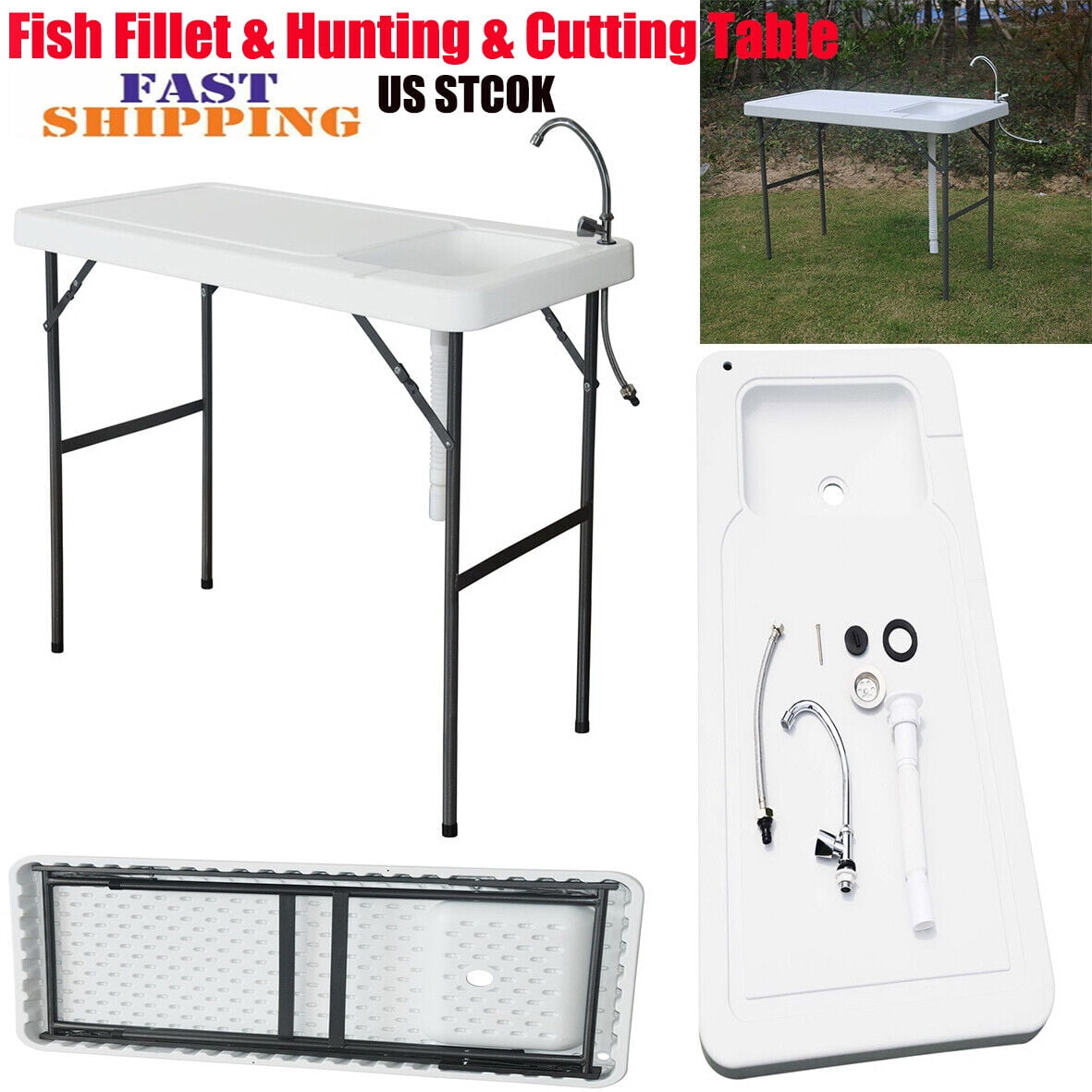4ft Folding Camping Tables Outdoor Garden Picnic Festival Fishing Portable Table 