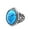 Silver Synthetic Turquoise, variant on Unisex Stainless Steel Personality Vintage Punk Oval Cut Flower Pattern Carved Blue Simulated Turquoise Gemstone Biker Ring Silver Size 7