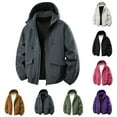 thumbnail image 4 of SERTG Men's Casual Hooded Jacket All Season Quickiy Dry Long Sleeve Solid Color Zipper Pockets Outdoor Hiking Camping Mens Jackets (Brown,2XL), 4 of 8