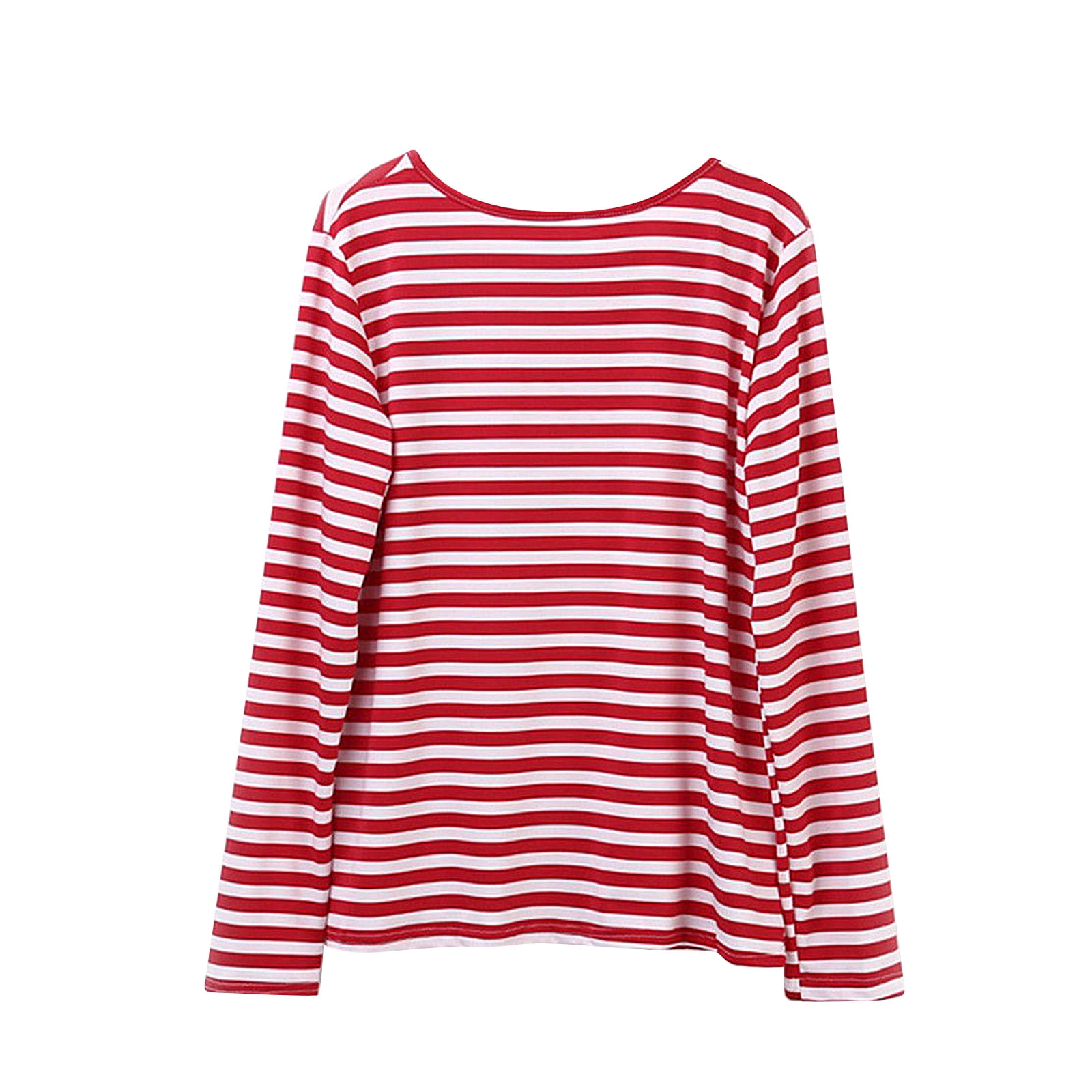 FINELOOK Women Red White Striped Casual 