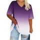 thumbnail image 2 of Camiseta de Base de Impresión de Manga Corta con Cuello en V para las Mujeres, Más Tamaño Estante de Imitación Casual Superior, 2 of 9