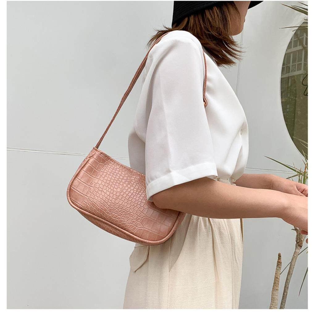 Sac à Main Vintage En Crocodile - Marron - Style Soirée - Occasion Très Bon État