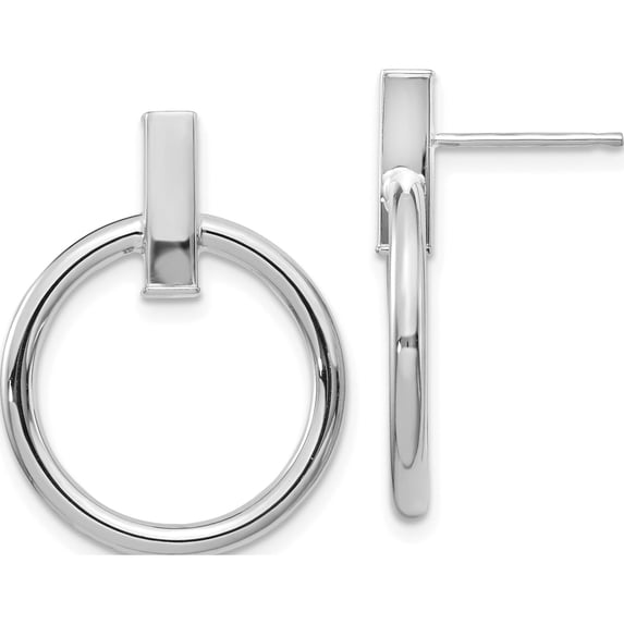 14K White Gold Jbsp's Polished Post Dangle Earrings (24 X 18) Made In Italy le1841w