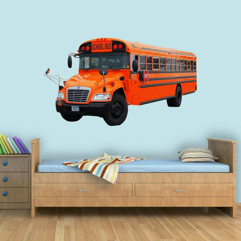 VWAQ School Bus Wall Stickers Realistic Wall Decals Kids Peel And Stick