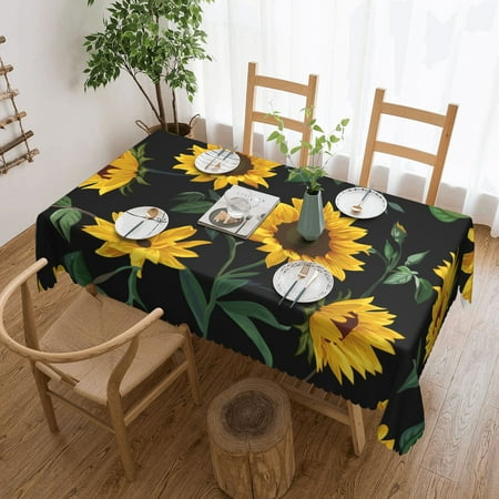 

XMXY Table Cloth Rectangle Table Blooming Sunflower Decoration Dining Table Cover Waterproof Washable Outdoor Tablecloth 54 X 72 Inch