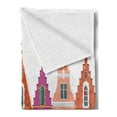 thumbnail image 2 of Amsterdam Soft Flannel Fleece Throw Blanket, Print of European Colorful Houses Iconic Urban Elements, Cozy Plush for Indoor and Outdoor Use, 50" x 60", Burnt Orange Multicolor, by Ambesonne, 2 of 5