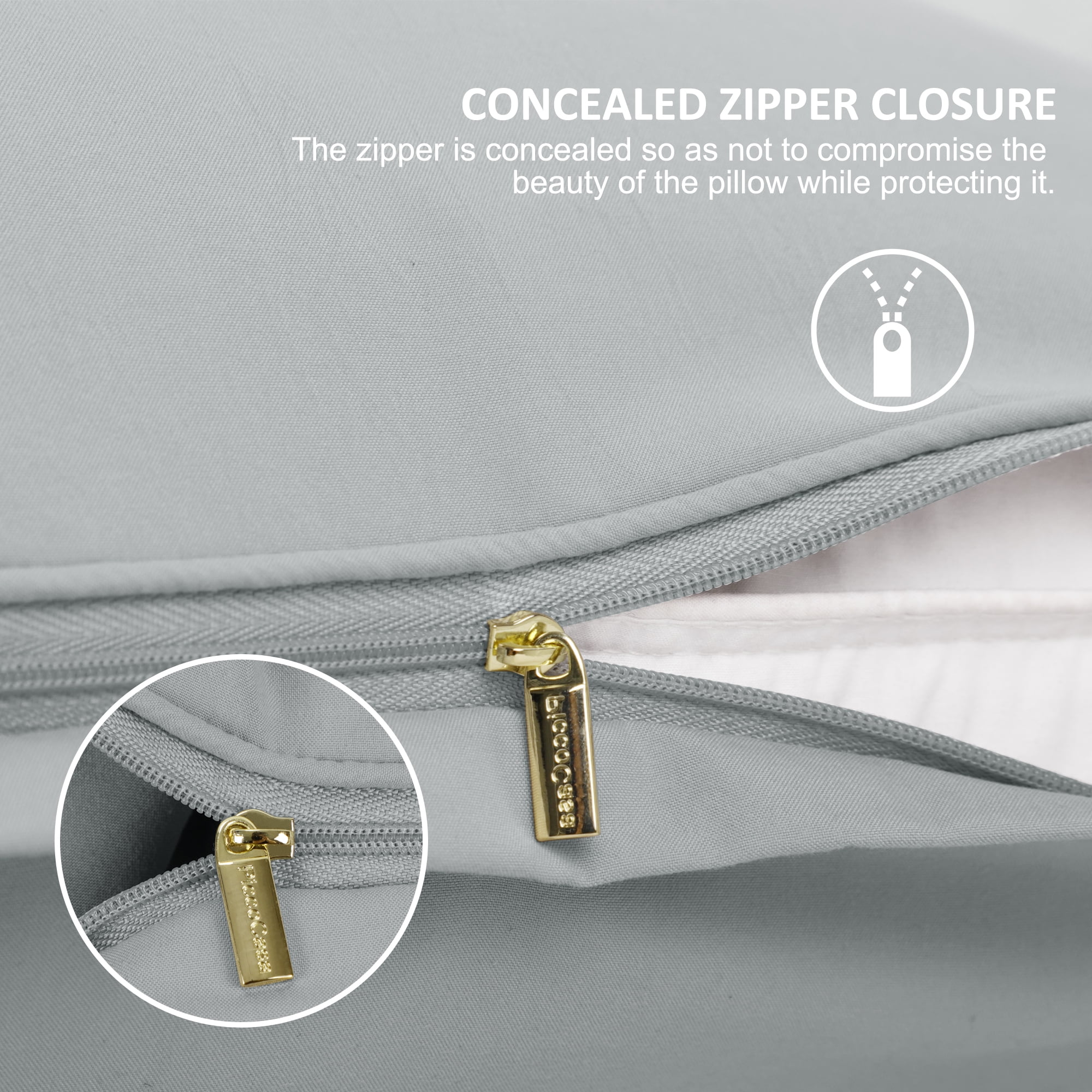 Unique Bargains Brushed Zipper Closure Body Microfiber Pillowcases Light Gray 20"x48"
