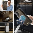 thumbnail image 4 of ELEHOLD Magnetic Detachable Wallet Case for iPhone 16, Shockproof Faux Leather Stand RFID Card Slots Detachable Mag-Safe Magnetic Case Cover,Removable Back Shell,Coffee, 4 of 12