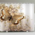 thumbnail image 3 of Golden Butterfly Artsy Pattern  Shower Curtain Sets,Bathroom Sets with Shower Curtain, Toilet Lid Cover, Bath Mat and Pedestal Rugs, 71" Shower Curtain with 12 Hooks for Bathroom Home Hotel Decor, 3 of 5
