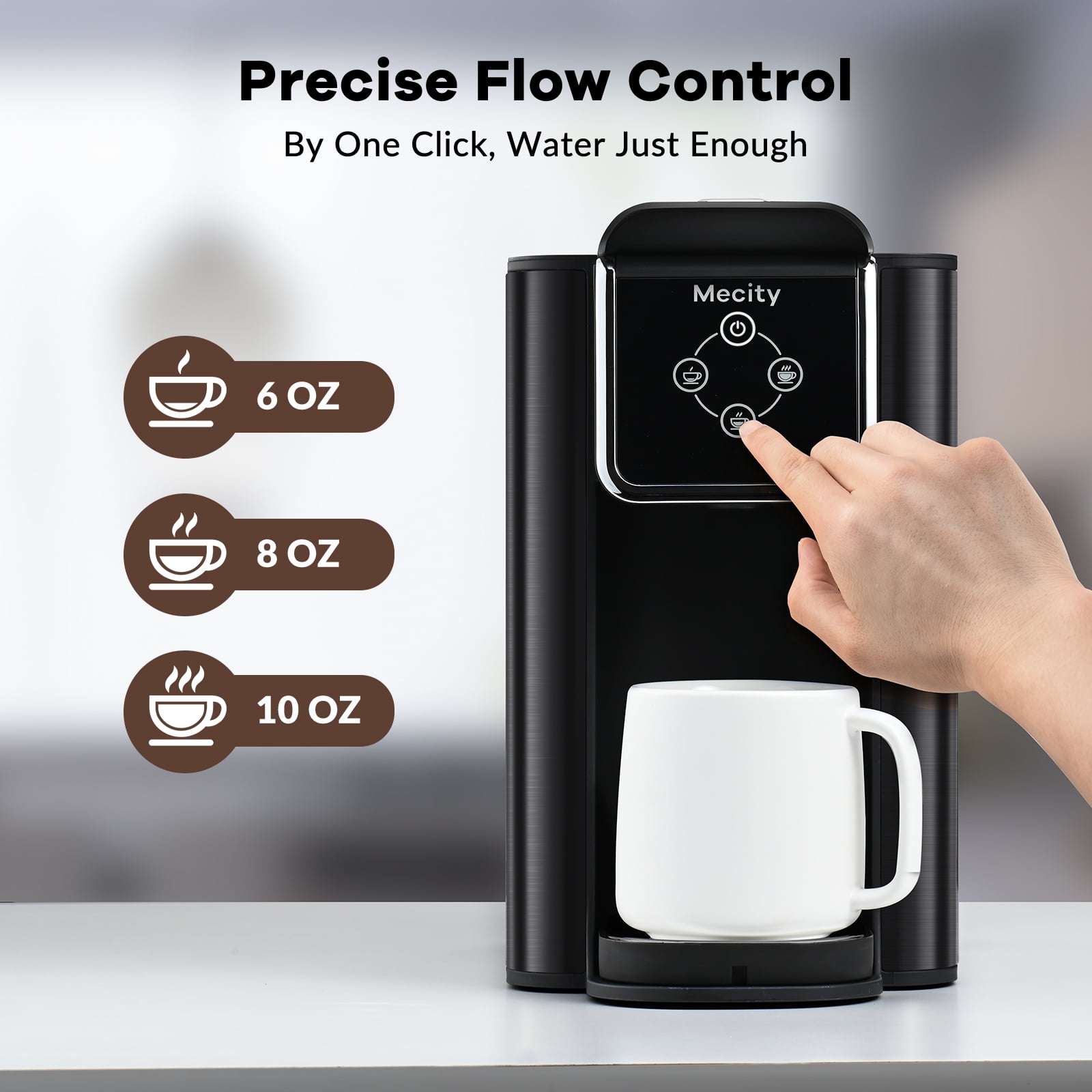 Mecity Coffee Maker 3 in 1 Single Serve Coffee Machine, Compatible with K cup Capsules, Instant Coffee Pot, Tea maker, 6,8,10 Oz Cup, Removable 50 Oz Water Reservoir, 120V 1150W,Metallic Grey