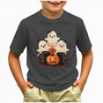 thumbnail image 2 of TOWED22 Toddler Kid Girls Halloween T-Shirt Dancing Skeleton Pumpkin Graphic Tee Shirt Short Sleeve Spooky Season Fall Tops,Grey,8-9 Y, 2 of 5