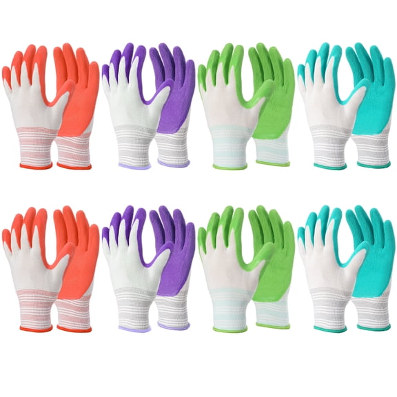 topjuju 8 Pairs Gardening Gloves for Women and Men, Grippy Nitrile Rubber Coated Work Gloves for Yard Garden, Outdoor Indoor Protective Work