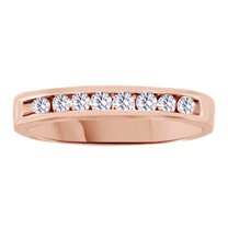 AFFY White Natural Diamond Anniversary Band Ring In 14k Rose Gold (0.25 Cttw)