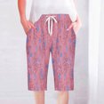 thumbnail image 4 of Mujeres Pantalones Cortos Casual Pata Recta Cordón Cintura Elástica, Suelta Y Cómoda Mujer Pantalones Cortos con Bolsillos, 4 of 5