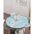 thumbnail image 4 of Coastal Coral Marine Plants Fitted Round Tablecloths Elastic Edged Table Covers 45"-54",Watercolor Ocean Theme Waterproof Dining Room Kitchen Table Cloth for Holiday Party Tables Decor, 4 of 8