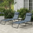 thumbnail image 2 of Outsunny 2 PCs Folding Lounge Chairs, Chaise Lounges with Headrest Grey, 2 of 10