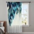 thumbnail image 4 of Turquoise Feather Sheer Curtains 45 Inches Long, Abstract Beige Peacock Feather Light Filering Curtains, Breathable Simi Curtain Privacy Drapes for Kitchen Bathroom Lightweight Small Window Treatment, 4 of 9