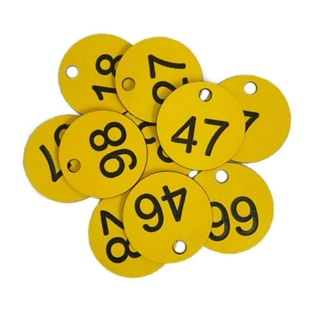 100x Étiquette de Numéro Portable Numéro 1-100 pour Clés d'Entrepôt d'Hôtel Dortoir Rouge+blanc Mot