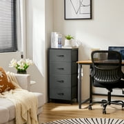 MCQ 4-Drawer Fabric Storage Nightstand – Multi-Functional End Table for Bedroom, Closet, or Dorm Use, Gray