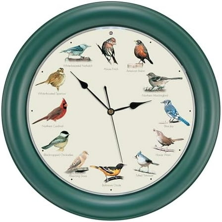 Mark Feldstein, The Original Singing Bird Clock, 10.7 Inch, Green