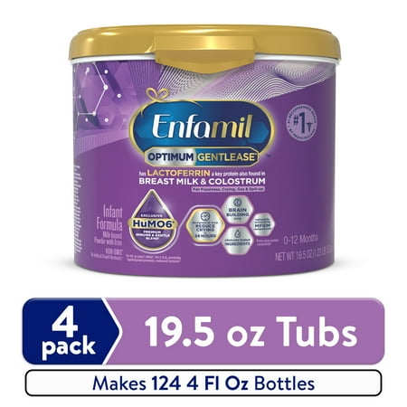 Enfamil Optimum Gentlease Baby Formula, Our Closest Formula to Breast Milk For Fussiness, Crying, Gas & Spit-up, Immune-Supporting Lactoferrin also found in Breast Milk, 19.5 Oz