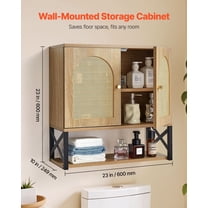 Over-The-Toilet Bathroom Storage Cabinet, 2-Door Wall Mounted Medicine Cabinet with Adjustable Shelf, Multi-Purpose Hanging Organizer with Open Compartments for Laundry Room, Kitchen & Restroom