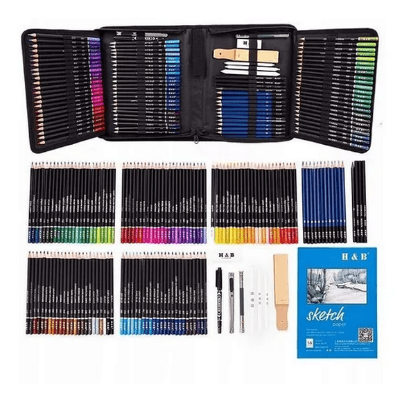 Set 145 Lápices de Dibujo de Colores Metálicos Grafito Malubero Malu2120