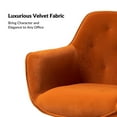 thumbnail image 3 of Velvet Tufted Office Chair Upholstered Swivel Modern Adjustable Armchair Metal Base Home Bedroom Orange, 3 of 7