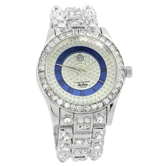 Men's big heavy ice out silver tone clubbing watch 45mm 14mm thick.