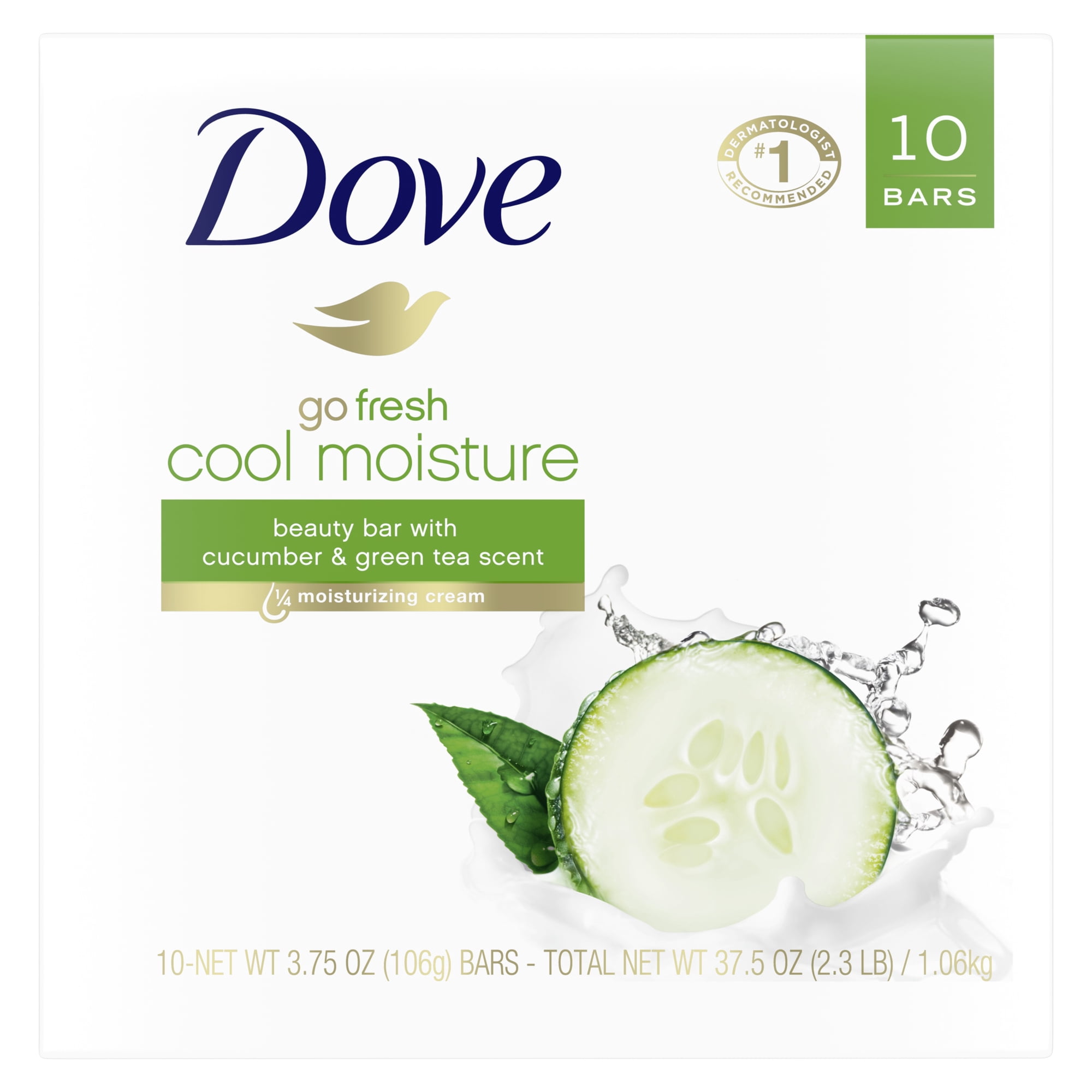 Dove Cucumber and Green Tea Beauty Bar 3.75 oz, 10 Bars