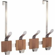 iDesign 92470 Formbu Over the Door Organizer, 4-Hook Rack for Coats, Hats, Robes, Towels, Bedroom, Closet, and Bathroom, 13.1" x 12.2" x 4.7", Beige and Brushed Stainless Steel