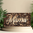 thumbnail image 6 of 1 Pcs License Plate Covers & Frames, Glamorous "Mama" in Sparkling Gold against Leopard Print For Decorative Front, Aluminum License Plate Covers & Frames Cover For Men Women, 12" X 6", 6 of 7