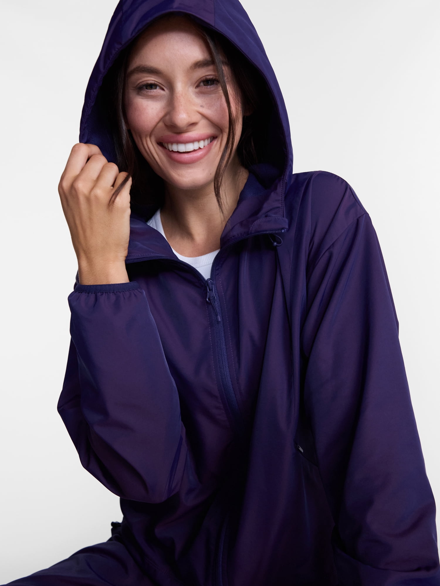 Avia Women's Iridescent Zip Front Jacket with Hood, Sizes XS-XXXL