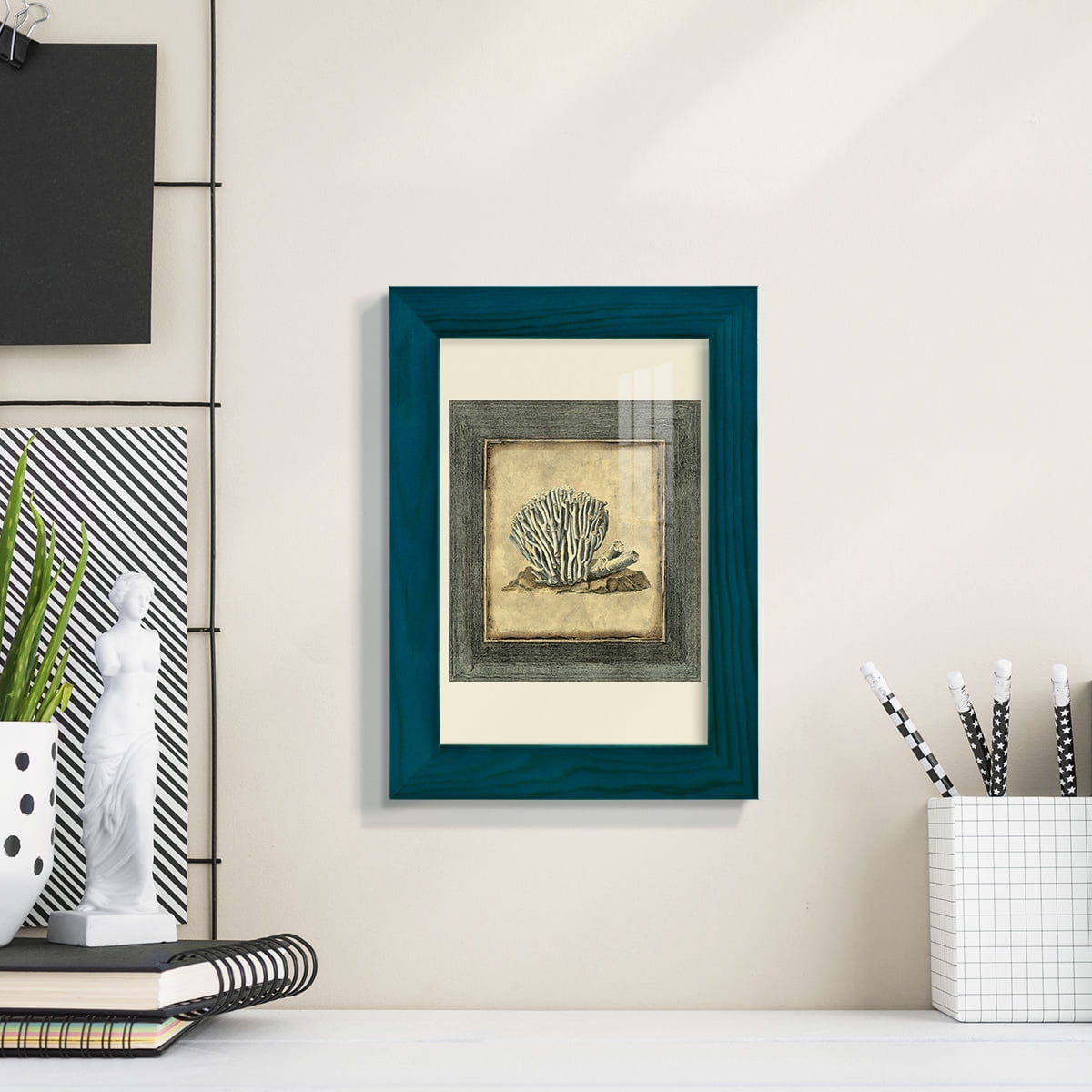 Mini Exotic Coral IX (U) - Framed Print w/glass - Ocean Blue