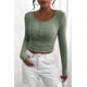 thumbnail image 3 of Camiseta PRETTYGARDEN para mujer, manga larga, otoño 2024, verde fruta, 3 of 9