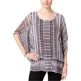 thumbnail image 1 of Blusa JM Collection estampada con mangas de mariposa para mujer negro grande, 1 of 1