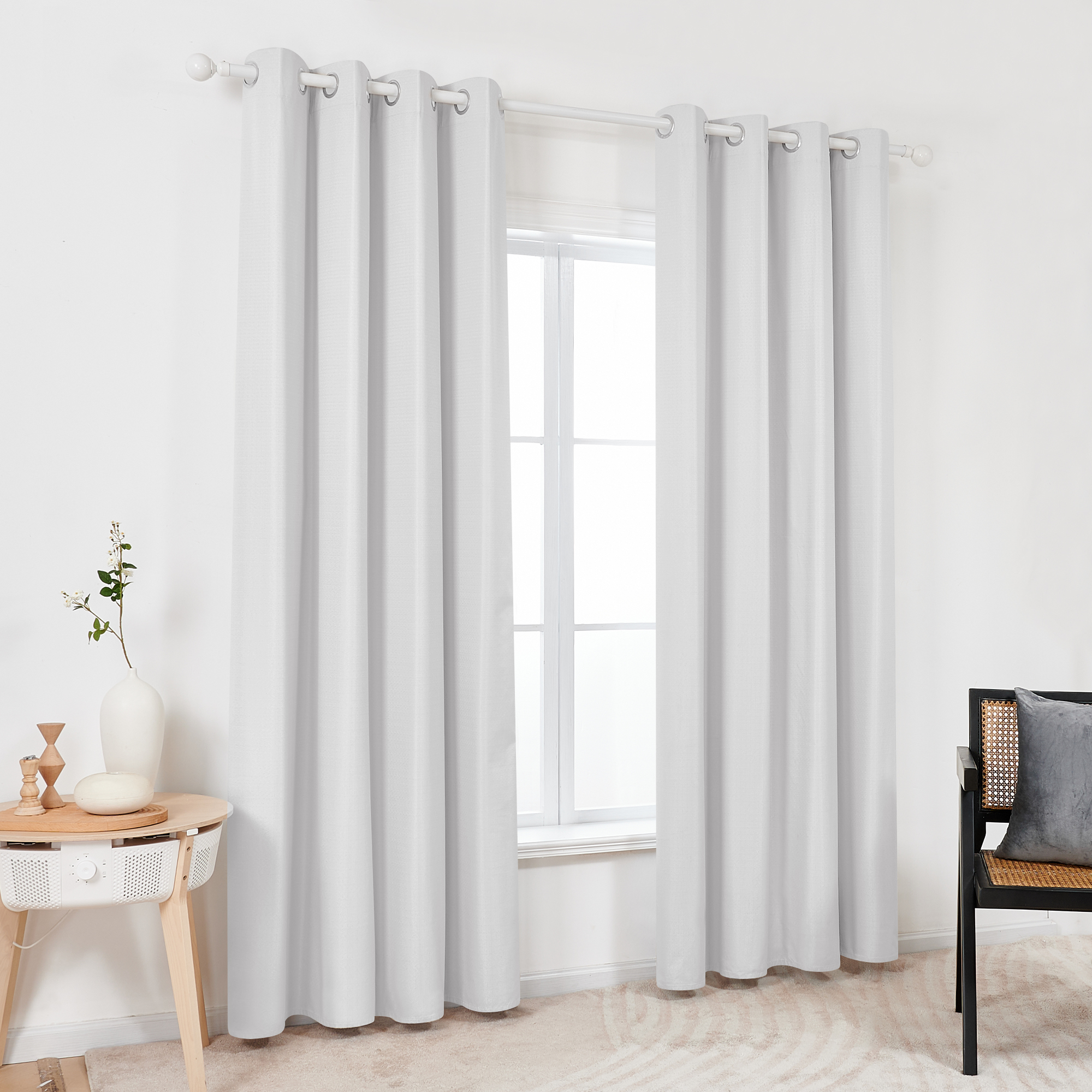 ZOPZO Thermal Insulated 100% Blackout Curtains, Cool White, 52W x 72L Inch, Energy Efficient Noise Reducing Drapes for Home Office, 2 Panels