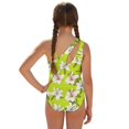 thumbnail image 2 of Whosucclay White Lily Floral Pattern Girls' Cover Up One Piece Swimsuit, Tummy Control Adjustable Strap Girls' One Piece Swimsuit with Cover Up for Beach, 9-10 Years Old, 2 of 10