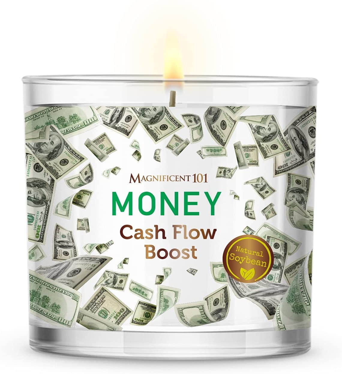 Magnificent 101 Money Cash Flow Boost Large Glass Candle 14oz